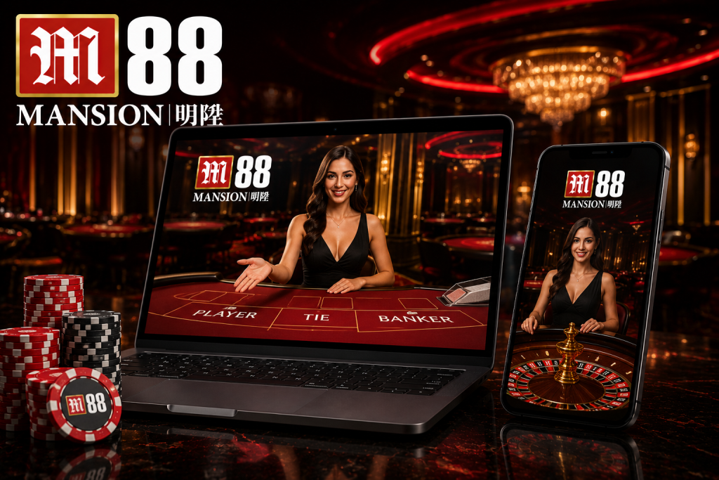 Giao diện Live Casino M88 trên laptop và điện thoại